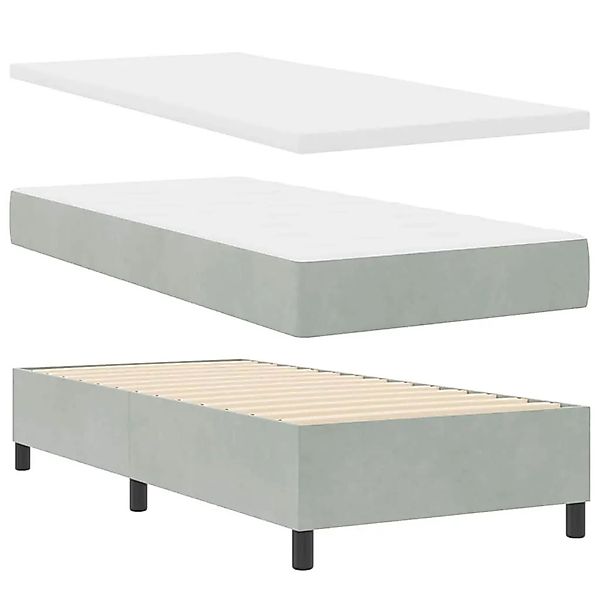 vidaXL Boxspringbett mit Matratze Hellgrau 100 x 200 cm Samt 3344426 günstig online kaufen
