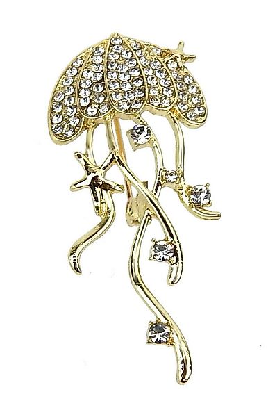Ella Jonte Brosche, gold oder silber Qualle Strass maritime Ziernadel günstig online kaufen