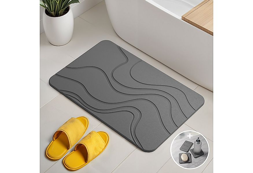 Björn&Schiller Badematte Stein Kieselgur Matte Badezimmer 60x39 cm Duschvor günstig online kaufen