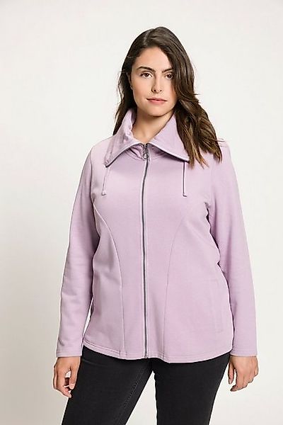 Ulla Popken Sweatjacke Sweatjacke drapierter Stehkragen günstig online kaufen