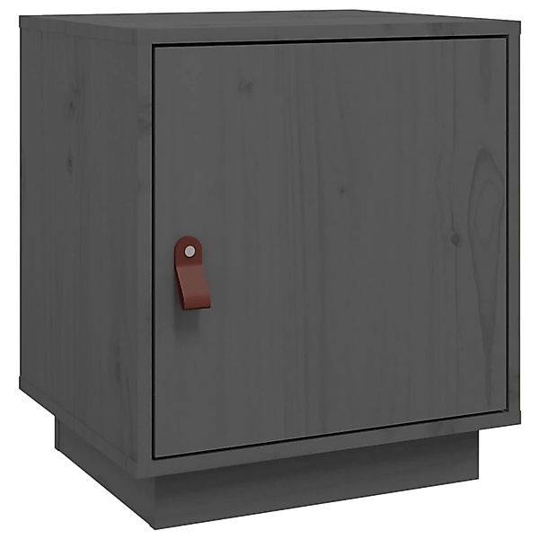 vidaXL Nachttisch Grau 40x34x45 cm Massivholz Kiefer Modell 3 günstig online kaufen
