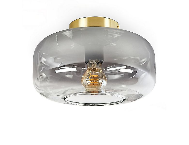 hofstein Deckenleuchte Deckenlampe aus Metall/Glas in Messingfarben/Rauchfa günstig online kaufen