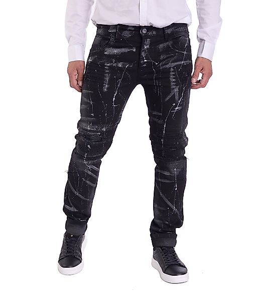 KINGZ Slim-fit-Jeans Lässige Batik Herren Biker günstig online kaufen