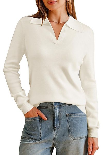 Arach&Cloz Poloshirt Damen Poloshirts Langarmshir Strickpullover Longpullov günstig online kaufen