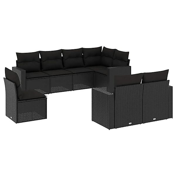 vidaXL 8-Tlg Garten-Sofagarnitur mit Kissen Schwarz Poly Rattan 3251572 günstig online kaufen