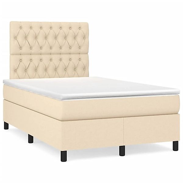 Vidaxl Boxspringbett Mit Matratze Creme 120x200 Cm Stoff günstig online kaufen