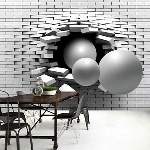 artgeist Fototapete Another Brick In The Wall grau/weiß Gr. 300 x 210 günstig online kaufen