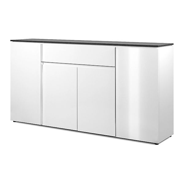 Furn.Design Sideboard Weiß Seidenglanz Grau 178 cm 6 Fächer 1 Schubkasten B günstig online kaufen