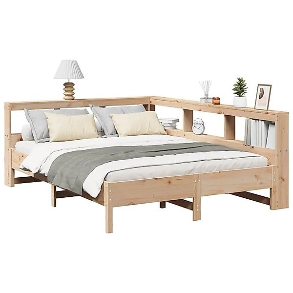 vidaXL Massivholzbett mit Regal ohne Matratze 150x200 cm Kiefernholz 332441 günstig online kaufen