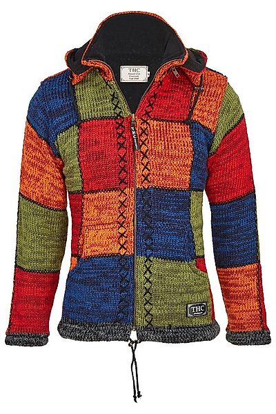 THC Natural Line Strickjacke Schafwollstrickjacke bunte Quadrate 814 (1 Stü günstig online kaufen