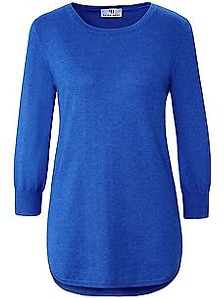 Rundhals-Pullover aus Seide und Kaschmir Peter Hahn blau günstig online kaufen