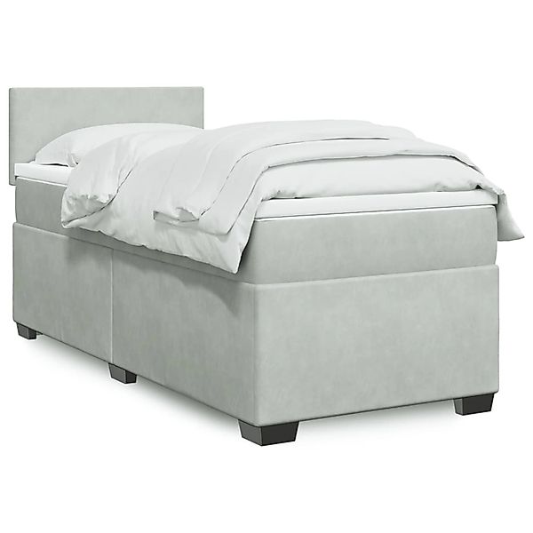 vidaXL Boxspringbett mit Matratze Hellgrau 80x200 cm Samt 3288456 günstig online kaufen