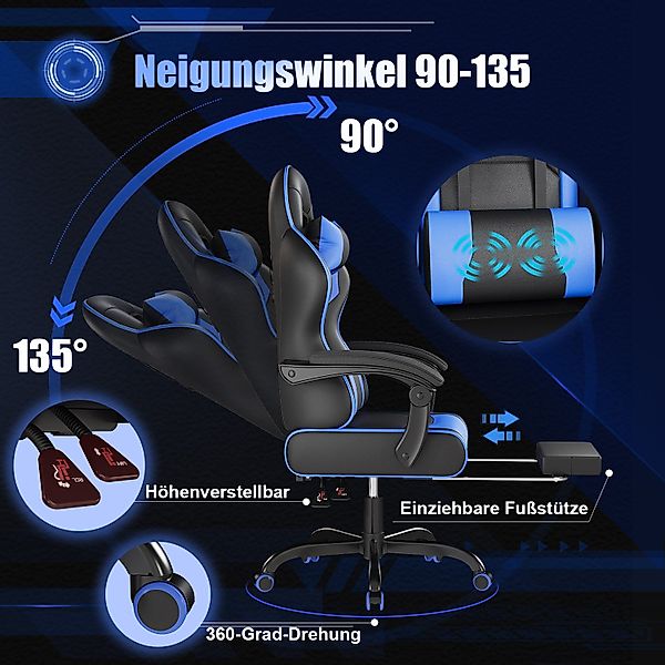 HOMALL Gaming-Stuhl Massage Bürostuhl mit Fußstütze,Kopfstütze günstig online kaufen