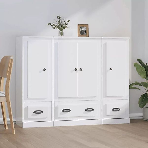 Vidaxl Highboards 3 Stk. Hochglanz-weiß Holzwerkstoff günstig online kaufen