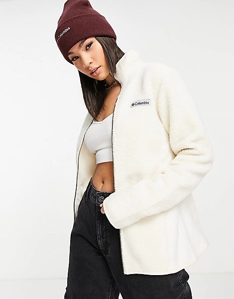 Columbia – Panorma – Fleece-Jacke in Cremeweiß mit durchgehendem Reißversch günstig online kaufen