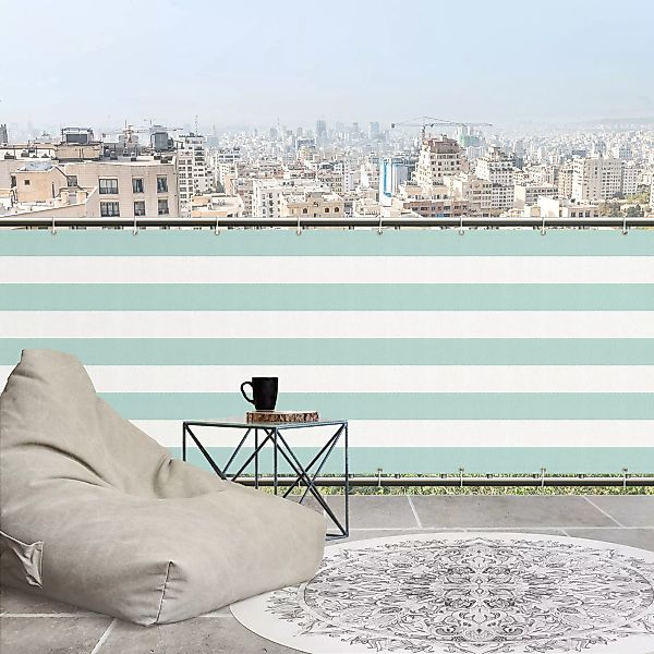 Balkon Sichtschutz Querstreifen in Pastell Mint günstig online kaufen