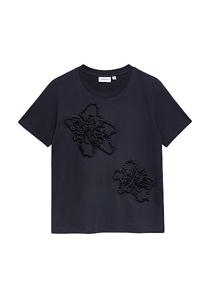 comma Kurzarmshirt T-Shirt T-Shirt mit Blumenapplikationen günstig online kaufen
