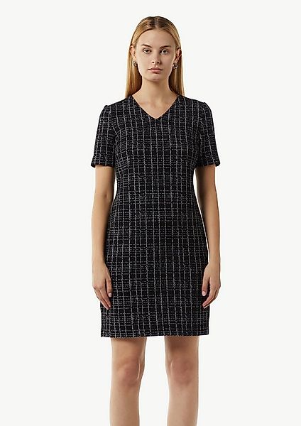 comma Minikleid Kleid Elastisches Bouclé-Kleid mit Karomuster günstig online kaufen