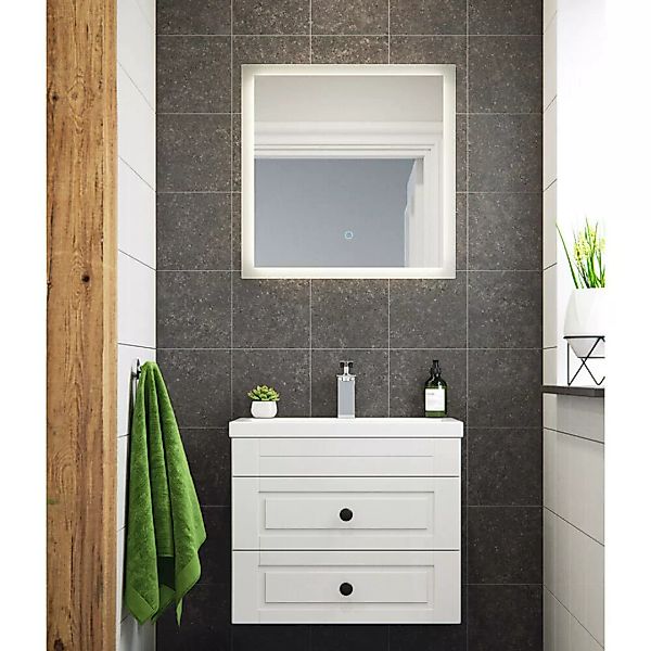 Badezimmer Waschplatz weiß Hochglanz Landhausstil 60 cm breit COLOMA-02 mit günstig online kaufen