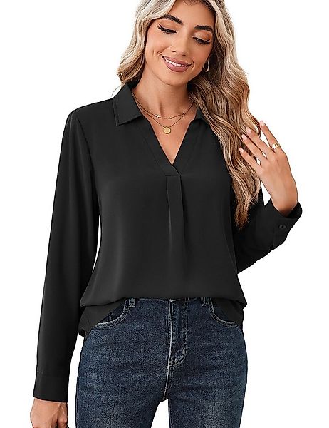 Beluring Langarmshirt Elegante Damenbluse mit V-Ausschnitt, langärmelig – B günstig online kaufen