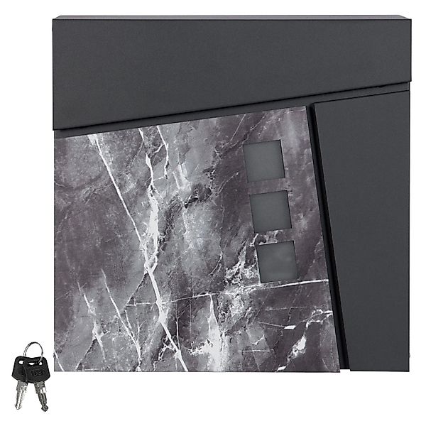 ML-Design Briefkasten Stahl 37x36,5x11 cm Anthrazit/Schwarz-Marmoroptik günstig online kaufen