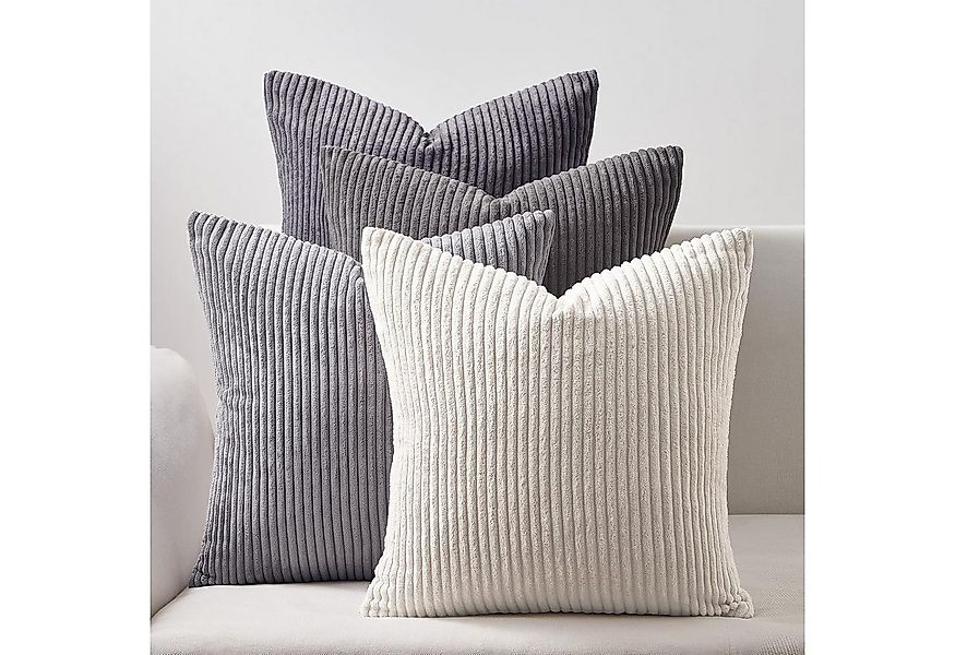 Topfinel Kissenbezüge 4er Set Kordsamt, flauschig Farbverlauf, Gestreift, C günstig online kaufen
