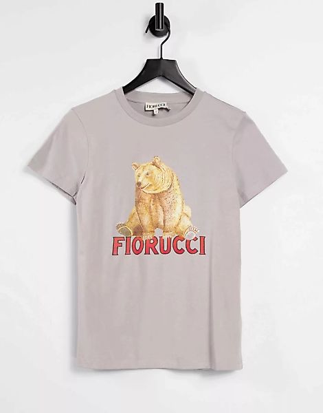 Fiorucci – Locker geschnittenes T-Shirt in Grau mit Bärengrafik günstig online kaufen