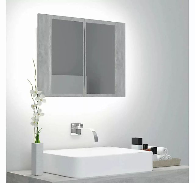 vidaXL Badezimmerspiegelschrank LED-Bad-Spiegelschrank Betongrau 60x12x45 c günstig online kaufen