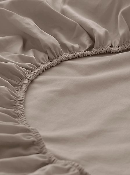 hessnatur Satin Spannbettlaken aus Bio-Baumwolle - beige - Größe 90-100x200 günstig online kaufen