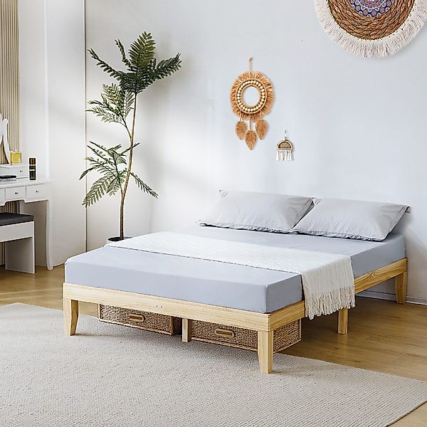 VINGLI Bettgestell 90x200cm/140x200cm/160x200cm, Holzbett mit Lattenrost günstig online kaufen