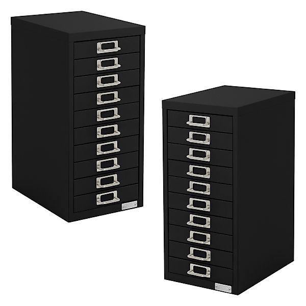ML-Design 2Er Set Aktenschrank mit 10 Schubladen 28x38x60cm Schwarz günstig online kaufen