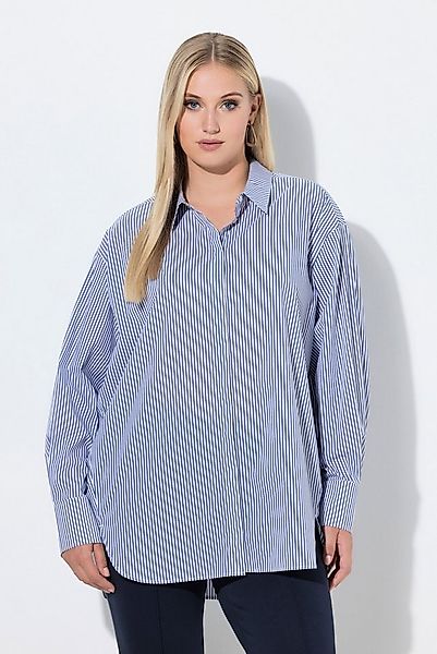 Ulla Popken Hemdbluse Bluse Streifen Oversized Hemdkragen Langarm günstig online kaufen