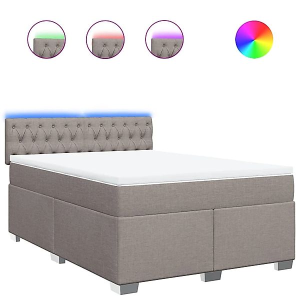 vidaXL Boxspringbett mit Matratze Taupe 140x200 cm Stoff 3288222 günstig online kaufen