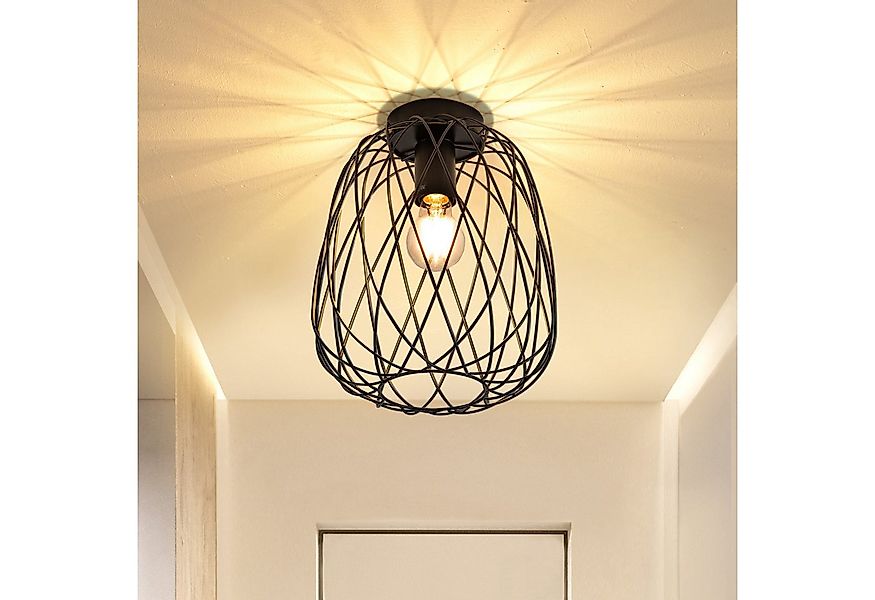 Nettlife Deckenleuchte Schwarz Vintage Kaefig Deckenstrahler E27 Lampenfass günstig online kaufen