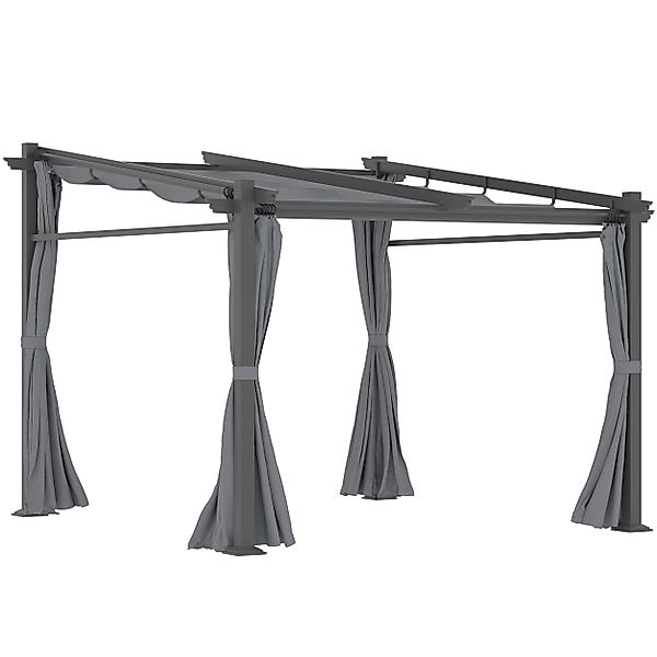 Outsunny Pergola mit Sonnendach grau Polyester B/H/L: ca. 295x230x297 cm günstig online kaufen