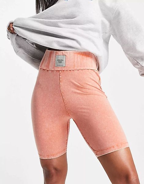 Chelsea Peers – Leggings-Shorts aus Bio-Baumwolle mit Acid-Waschung in dunk günstig online kaufen