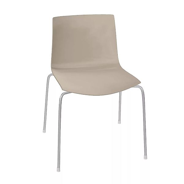 Arper - Catifa 46 Stuhl einfarbig Gestell Chrom - taubengrau/Außenschale gl günstig online kaufen
