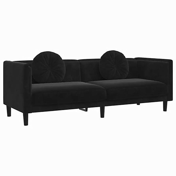 vidaXL Sofa Sofa mit Kissen 3-Sitzer Schwarz Samt günstig online kaufen