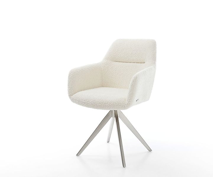 DELIFE Polsterstuhl Pejo-Flex, Kreuzgestell kantig Edelstahl Bouclé Grau 18 günstig online kaufen