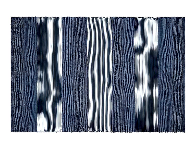 Teppich handgewebt - Jute - 200 x 290 cm - Blau & Weiß - KOCHI günstig online kaufen