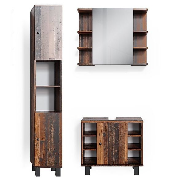 Vicco Badmöbel-Set Fynn, Antikholz, 3 Teile, mit Hochschrank, (3-er Set, 3- günstig online kaufen