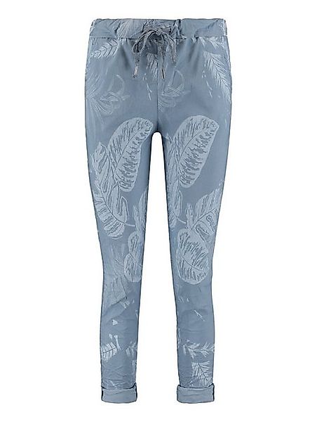 LaMarta Homewearpants Blaue Hose mit Blätterdesign – Stilvolle und Bequeme günstig online kaufen