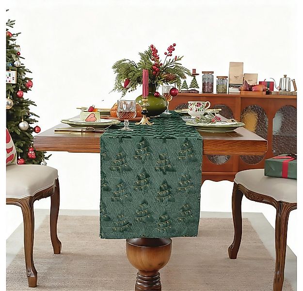 CLTYQ Tischläufer Weihnachtlicher Esstischläufer, Weihnachtsbaum-Tischläufe günstig online kaufen