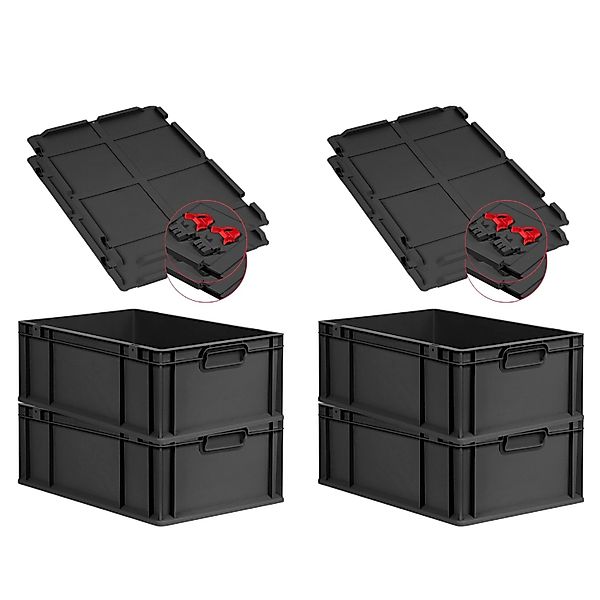 PROREGAL SuperSparSet 4x Eurobox Nextgen Grip Mit Scharnierdeckel Und Roten günstig online kaufen