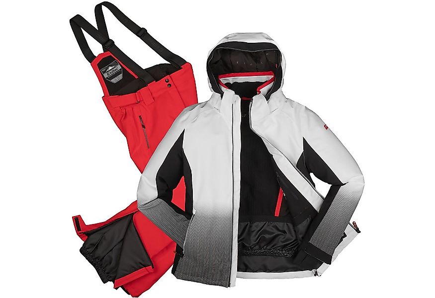 Killtec Skianzug Skianzug Damen Skijacke hellgrau + Skihose rot (Größe 38), günstig online kaufen