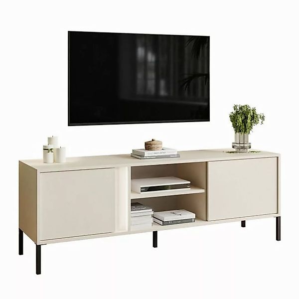 Lookway TV-Schrank DELLE beige TV Lowboard auf Metallbeinen und LED Beleuch günstig online kaufen