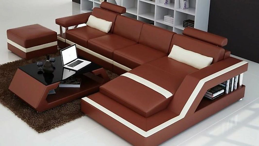 JVmoebel Ecksofa, Ecksofa Sofagarnitur Couch Ecke Polster Hocker Set Komple günstig online kaufen