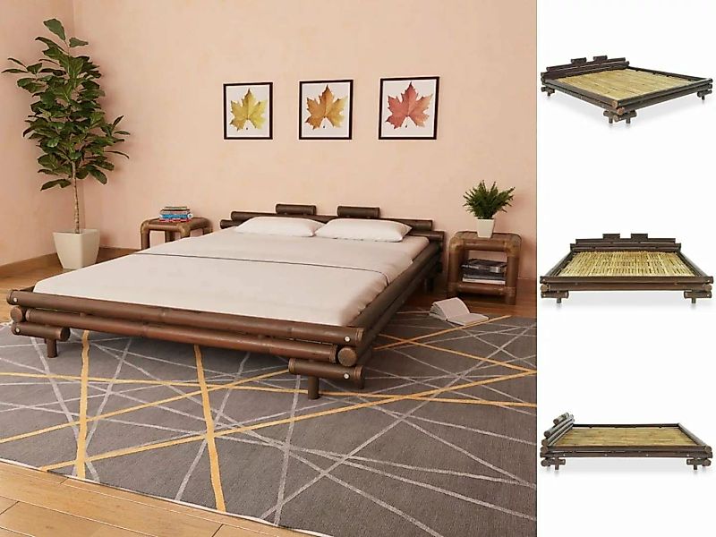 vidaXL Bettgestell Bettgestell Dunkelbraun Bambus 160200 cm Bett Bettrahmen günstig online kaufen