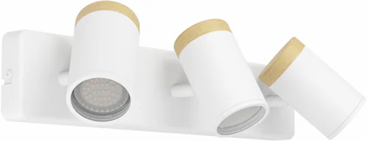 EGLO Deckenleuchte »CONSUMA Spotlampe - Stahl, Holz - GU10 - 3X3W - IP44« G günstig online kaufen