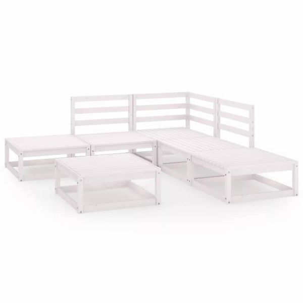 6-tlg. Garten-lounge-set Weiß Kiefer Massivholz günstig online kaufen